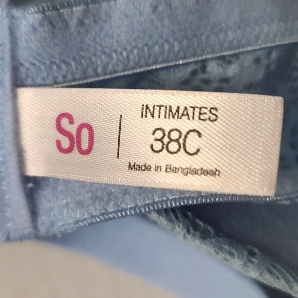 SO Intimates Convertible Lace Push-Up Bra Juniors 38C Blue Plunge Padded NWT - Picture 2 of 8